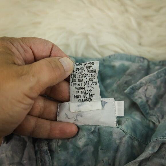 Soft Surroundings Size Large L Blue Tie Dye Button Long Sleeve Silk Tunic Top - Picture 5 of 6